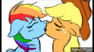rainbow dash and applejack kiss