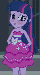 Size: 133x250 | Tagged: safe, screencap, twilight sparkle, equestria girls, g4, my little pony equestria girls, adorkable, animated, blushing, bow, clothes, cute, dork, dress, extreme speed animation, fall formal outfits, gif, loop, male, shy, smiling, solo, straight, talking, twiabetes, twilight ball dress