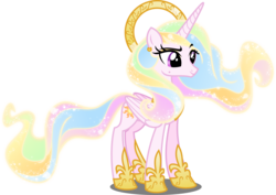 Size: 6000x4251 | Tagged: safe, artist:orin331, princess celestia, alicorn, pony, dancerverse, g4, absurd resolution, alternate design, alternate universe, concave belly, ethereal mane, ethereal tail, female, folded wings, halo, hoof shoes, jewelry, long mane, long tail, mare, older, older princess celestia, peytral, princess shoes, regalia, simple background, slender, smiling, solo, tail, thin, transparent background, wings