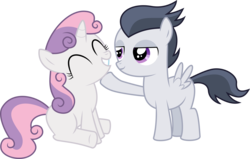 Size: 5931x3769 | Tagged: safe, artist:dervonnebenaan, artist:meandmyideas, rumble, sweetie belle, g4, .svg available, absurd resolution, male, ship:rumbelle, shipping, simple background, smiling, straight, transparent background, vector