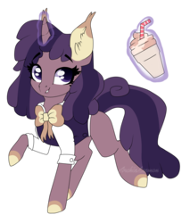 Size: 1541x1809 | Tagged: safe, artist:lnspira, oc, oc only, pony, unicorn, clothes, ear fluff, female, magic, mare, milkshake, raised hoof, simple background, solo, transparent background