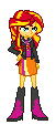 Size: 51x113 | Tagged: safe, artist:toonalexsora007, sunset shimmer, equestria girls, g4, animated, ash crimson, boots, clothes, cute, female, gif, hair, high heel boots, jacket, kof, legs, mugen, skirt, solo
