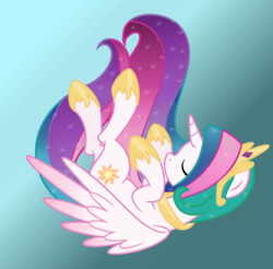 Size: 2480x2440 | Tagged: safe, artist:little903, princess celestia, alicorn, pony, g4, base used, eyes closed, falling, female, gradient background, high res, solo