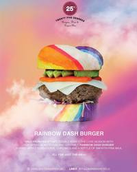 Size: 768x960 | Tagged: safe, rainbow dash, g4, advertisement, barely pony related, burger, food, rainbow, thailand