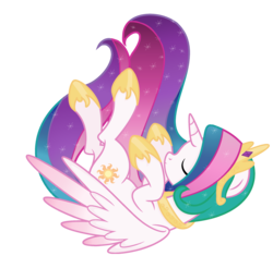 Size: 2480x2440 | Tagged: safe, artist:little903, princess celestia, alicorn, pony, g4, base used, eyes closed, falling, female, high res, mare, simple background, solo, transparent background, younger