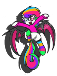 Size: 720x960 | Tagged: safe, artist:banned, artist:lvck, oc, oc only, bat pony, pony, clothes, heterochromia, jumping, simple background, socks, solo, striped socks, transparent background