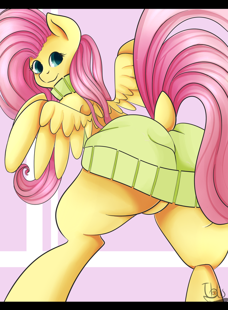 #1360124 - suggestive, artist:iblisart, fluttershy, pony, backless, clothes...