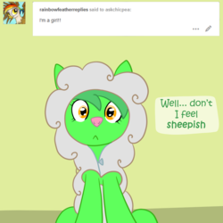 Size: 3000x3000 | Tagged: safe, artist:bigmackintosh, oc, oc only, oc:chic pea, lamb, sheep, clothes, costume, high res, solo, tumblr