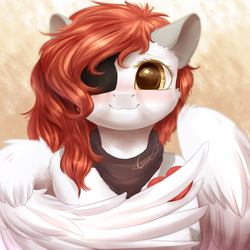 Size: 1000x1000 | Tagged: safe, artist:peachmayflower, oc, oc only, pegasus, pony, eyepatch, female, heart, mare, solo