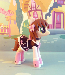 Size: 736x850 | Tagged: safe, artist:krowzivitch, oc, oc only, oc:ryleigh, pony, unicorn, bow, clothes, collar, commission, converse, craft, dress, female, hair bow, mare, photo, sculpture, shoes, solo, traditional art