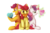 Size: 3000x2000 | Tagged: safe, artist:darkray777, apple bloom, scootaloo, sweetie belle, earth pony, pegasus, pony, unicorn, g4, cutie mark crusaders, female, filly, high res, magic, mouth hold, open mouth, simple background, sitting, the cmc's cutie marks, transparent background, valentine's day