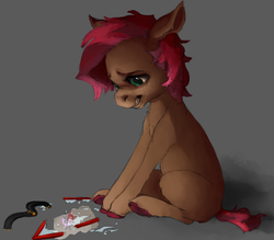 Size: 1027x899 | Tagged: safe, artist:colorlesscupcake, babs seed, earth pony, pony, g4, crying, female, sad, solo