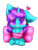 Size: 768x1024 | Tagged: safe, artist:wasatgemini, oc, oc only, oc:aqua, pony, unicorn, bow, female, heart, mare, simple background, solo, transparent background