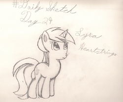 Size: 1847x1539 | Tagged: safe, artist:silversthreads, lyra heartstrings, pony, unicorn, g4, daily sketch, female, mare, sketch, solo, traditional art