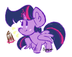 Size: 1102x880 | Tagged: safe, artist:lynchristina, twilight sparkle, alicorn, pony, g4, book, chibi, crayon, female, solo, twilight sparkle (alicorn)