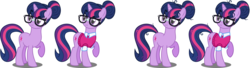 Size: 6500x1773 | Tagged: safe, alternate version, artist:orin331, sci-twi, twilight sparkle, pony, unicorn, dancerverse, equestria girls, g4, alternate hairstyle, alternate universe, clothes, equestria girls ponified, female, glasses, high res, looking at something, raised hoof, shirt, simple background, solo, sweater, transparent background, unicorn sci-twi, unicorn twilight