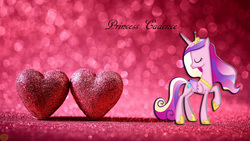 Size: 1280x720 | Tagged: safe, artist:bronyvectors, artist:pablomen13, princess cadance, pony, g4, concave belly, eyes closed, female, glitter, heart, raised hoof, red, shadow, slender, solo, thin, vector, wallpaper