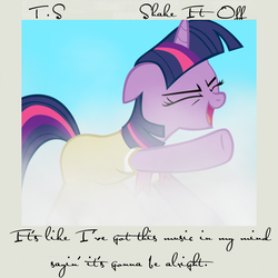 Size: 800x800 | Tagged: safe, artist:penguinsn1fan, artist:unfiltered-n, twilight sparkle, pony, g4, album, album cover, birthday dress, cover, do the sparkle, female, parody, shake it off, solo, taylor swift