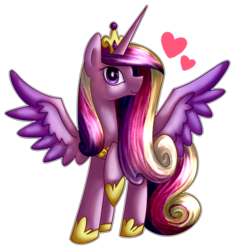 Size: 2596x2768 | Tagged: safe, artist:php54, artist:shadow-nights, princess cadance, pony, g4, collaboration, female, heart, high res, raised hoof, simple background, solo, spread wings, transparent background