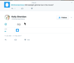 Size: 613x520 | Tagged: safe, starlight glimmer, g4, my little pony: the movie, fake, faker than a three dollar bill, kelly sheridan, meta, seems legit, text, twitter