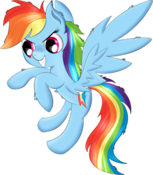 Size: 1262x1438 | Tagged: safe, artist:brok-enwings, rainbow dash, pony, g4, female, grin, simple background, smiling, solo, spread wings, transparent background
