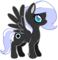 Size: 764x786 | Tagged: safe, artist:supercambolicious, oc, oc only, oc:winter shade, pegasus, pony, blind, magical lesbian spawn, offspring, parent:oc:nyx, parent:oc:snowdrop, parents:oc x oc, parents:snownyx, simple background, solo, white background