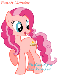 Size: 792x1014 | Tagged: safe, artist:supercambolicious, oc, oc only, oc:peach cobbler, earth pony, pony, magical lesbian spawn, offspring, parent:fluttershy, parent:pinkie pie, parents:flutterpie, simple background, solo, white background