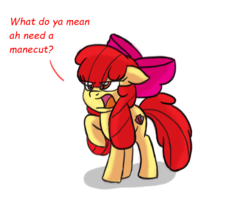 Size: 1251x1018 | Tagged: safe, artist:starlightflopple, apple bloom, earth pony, pony, g4, dialogue, female, long hair, simple background, solo, white background