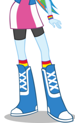 Size: 3435x5663 | Tagged: dead source, safe, artist:teentitansfan201, edit, vector edit, rainbow dash, equestria girls, g4, absurd resolution, boots, boots shot, clothes, compression shorts, cropped, cute, female, leg focus, legs, pictures of legs, simple background, skirt, skirt shot, solo, transparent background, vector, wristband