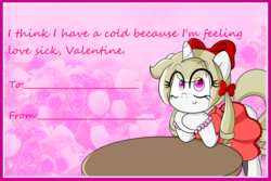 Size: 3000x2000 | Tagged: safe, artist:fullmetalpikmin, oc, oc only, oc:cherry blossom, pony, unicorn, tumblr:ask viewing pleasure, bow, bracelet, clothes, dress, high res, jewelry, solo, valentine's day, valentine's day card