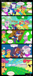 Size: 2574x5831 | Tagged: safe, artist:jeremy3, apple bloom, rarity, scootaloo, sweetie belle, earth pony, pegasus, pony, unicorn, comic:quest for apple bloom, g4, angry, brick joke, chase, comic, cutie mark crusaders, dirty, epilogue, faceplant, female, filly, high res, mare, mud, sweetie fail