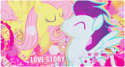 Size: 500x270 | Tagged: safe, artist:isweetpie, fluttershy, soarin', pony, g4, colorful, couple, crack shipping, cute, female, love, male, nuzzling, shipping, soarinshy, straight, vector