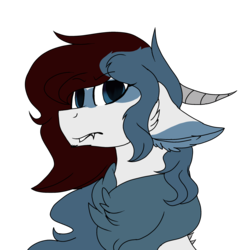 Size: 2560x2560 | Tagged: safe, artist:brokensilence, oc, oc only, oc:mira songheart, draconequus, chest fluff, cute, draconequified, high res, horns, mess me with that gay shit, reaction image, simple background, solo, species swap, transparent background