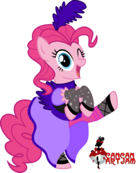 Size: 3778x4672 | Tagged: safe, artist:osipush, pinkie pie, earth pony, pony, g4, absurd resolution, can-can, female, one eye closed, puffy sleeves, saloon dress, saloon pinkie, simple background, solo, transparent background