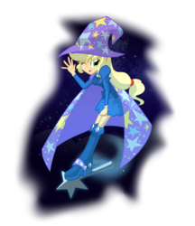 Size: 4500x5200 | Tagged: safe, artist:geraritydevillefort, applejack, equestria girls, g4, absurd resolution, accessory swap, boots, cape, clothes, clothes swap, fall formal outfits, female, hat, high heel boots, solo, the great and powerful, trixie's cape, trixie's hat