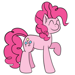 Size: 1400x1400 | Tagged: safe, artist:php47, pinkie pie, earth pony, pony, g4, eyes closed, female, raised hoof, simple background, smiling, solo, transparent background
