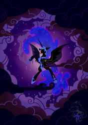 Size: 1240x1748 | Tagged: safe, artist:ogre, nightmare moon, alicorn, pony, g4, female, open mouth, pixiv, solo