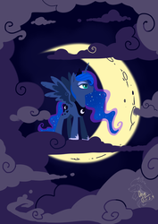 Size: 1240x1748 | Tagged: safe, artist:ogre, princess luna, pony, g4, female, moon, pixiv, solo, tangible heavenly object