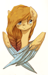 Size: 1000x1538 | Tagged: safe, artist:koviry, oc, oc only, pegasus, pony, bust, colored sketch, commission, simple background, solo, traditional art, white background