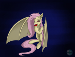 Size: 2900x2200 | Tagged: safe, artist:enderendra, fluttershy, bat pony, pony, g4, apple, eating, female, flutterbat, food, high res, hoof hold, looking at you, nom, race swap, sitting, solo, spread wings