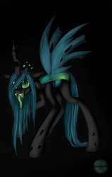 Size: 1400x2200 | Tagged: dead source, safe, artist:enderendra, queen chrysalis, pony, g4, drool, female, simple background, solo, tongue out