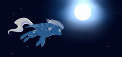 Size: 1280x605 | Tagged: safe, artist:skkrat, night glider, pony, g4, female, flying, full moon, moon, night, solo