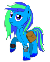 Size: 1300x1600 | Tagged: safe, artist:cloudy95, oc, oc only, oc:ink needle, earth pony, pegasus, pony, earbuds, male, saddle bag, simple background, solo, stallion, transparent background