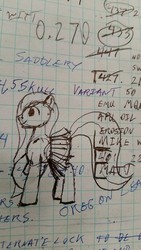 Size: 720x1280 | Tagged: safe, artist:downhillcarver, artist:downhillcarver-art, oc, oc only, oc:cross curious, pony, clothes, crossdressing, graph paper, lined paper, male, pen drawing, pen sketch, quick draw, quick sketch, skirt, solo, stallion, traditional art