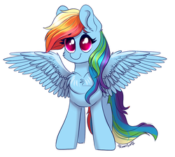 Size: 960x860 | Tagged: safe, artist:confetticakez, rainbow dash, pegasus, pony, g4, chest fluff, cute, dashabetes, female, looking at you, simple background, solo, white background