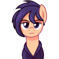 Size: 1001x1001 | Tagged: safe, artist:cloudy glow, earth pony, pony, bust, cel shading, clothes, ear piercing, male, piercing, ponified, sebastian (stardew valley), simple background, solo, stallion, stardew valley, transparent background, vector