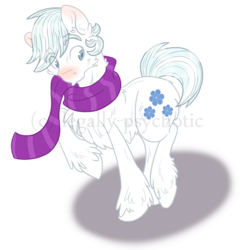 Size: 1624x1639 | Tagged: safe, artist:cranberry--zombie, double diamond, pony, g4, cheek fluff, chest fluff, clothes, ear fluff, fluffy, male, raised hoof, red nosed, scarf, shoulder fluff, simple background, solo, transparent background, unshorn fetlocks, watermark