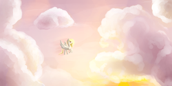 Size: 4000x2000 | Tagged: safe, artist:isorrayi, derpy hooves, pegasus, pony, g4, cloud, crepuscular rays, female, flying, mare, profile, sky, solo