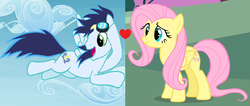 Size: 1098x466 | Tagged: safe, edit, edited screencap, screencap, fluttershy, soarin', pegasus, pony, g4, female, heart, male, mare, shipping, shipping domino, soarinshy, stallion, straight