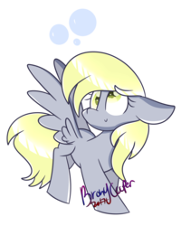 Size: 1546x1929 | Tagged: safe, artist:lynchristina, derpy hooves, pegasus, pony, g4, bubble, female, floppy ears, heart eyes, simple background, smiling, solo, transparent background, wingding eyes